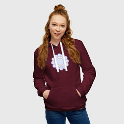 Толстовка-худи хлопковая женская Круг из окружностей, цвет: меланж-бордовый — фото 2