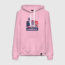 Толстовка-худи хлопковая женская Free America, цвет: светло-розовый
