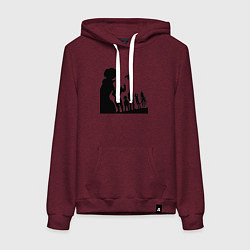 Толстовка-худи хлопковая женская Команда Семь смертных грехов, цвет: меланж-бордовый