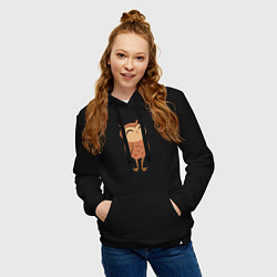 Толстовка-худи хлопковая женская Довольная сова, цвет: черный — фото 2