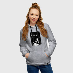Толстовка-худи хлопковая женская Суп и офис, цвет: меланж — фото 2
