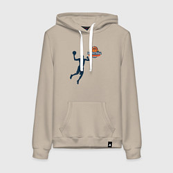 Толстовка-худи хлопковая женская Игрок в баскетбол basketball, цвет: миндальный