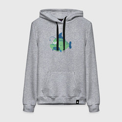Толстовка-худи хлопковая женская Рыбка удильщик, цвет: меланж