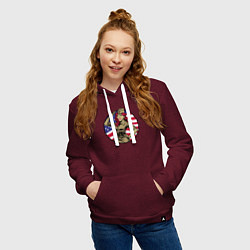 Толстовка-худи хлопковая женская American girl, цвет: меланж-бордовый — фото 2