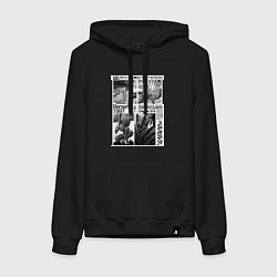 Толстовка-худи хлопковая женская Кадры из манги - Берсерк, цвет: черный