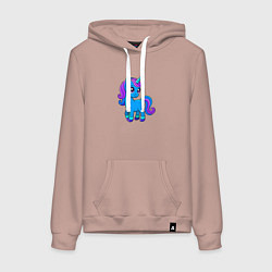 Толстовка-худи хлопковая женская Единорог детская картинка, цвет: пыльно-розовый