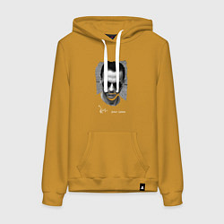 Толстовка-худи хлопковая женская Depeche Mode - Dave Gahan face, цвет: горчичный