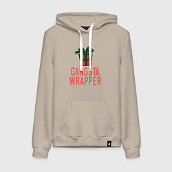 Толстовка-худи хлопковая женская Gangsta wrapper, цвет: миндальный
