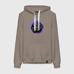 Толстовка-худи хлопковая женская Мультяшная летучая мышь, цвет: утренний латте