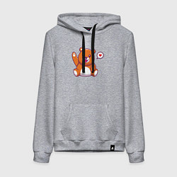 Толстовка-худи хлопковая женская Привет от мишки, цвет: меланж