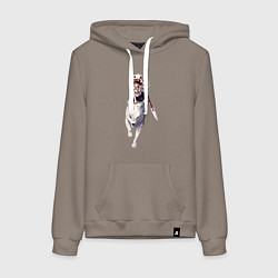 Толстовка-худи хлопковая женская Принцесса Мононоке волк, цвет: утренний латте