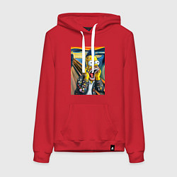 Толстовка-худи хлопковая женская Гомер Симпсон кричит - мем нейросеть, цвет: красный