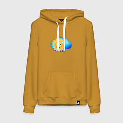 Толстовка-худи хлопковая женская Веселое солнце, цвет: горчичный