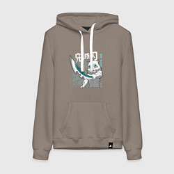Толстовка-худи хлопковая женская Клинок, рассекающий демонов Инозука, цвет: утренний латте