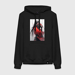 Толстовка-худи хлопковая женская Чэн Хуа Собиратель цветов из Небожителей, цвет: черный