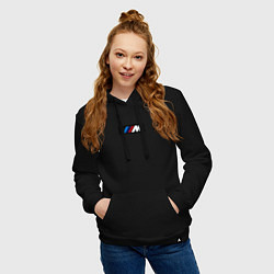 Толстовка-худи хлопковая женская BMW logo sport steel, цвет: черный — фото 2
