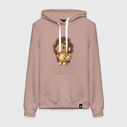 Толстовка-худи хлопковая женская Красивый добрый ежик, цвет: пыльно-розовый