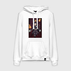 Толстовка-худи хлопковая женская Пламенная бригада пожарных Маки Одзэ, цвет: белый