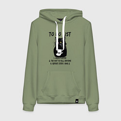 Толстовка-худи хлопковая женская Черный кот и список дел, цвет: авокадо