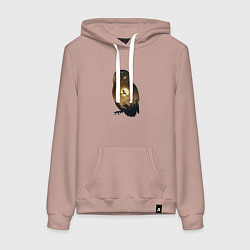 Толстовка-худи хлопковая женская Лунная совушка, цвет: пыльно-розовый