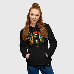 Толстовка-худи хлопковая женская Хмели сумели - Скелеты в шкафу, цвет: черный — фото 2