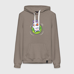 Толстовка-худи хлопковая женская Кролик на чиле, цвет: утренний латте