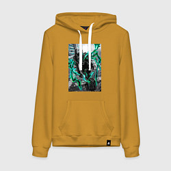 Толстовка-худи хлопковая женская Моя геройская академия Идзуку Мидория причуда, цвет: горчичный