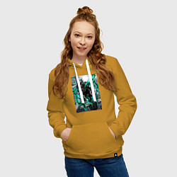 Толстовка-худи хлопковая женская Моя геройская академия Идзуку Мидория причуда, цвет: горчичный — фото 2