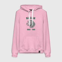 Толстовка-худи хлопковая женская Город Казань 1005 год снежный барс ретро стиль, цвет: светло-розовый