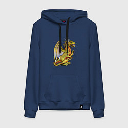 Толстовка-худи хлопковая женская HOMM3 gold dragon, цвет: тёмно-синий