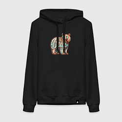 Толстовка-худи хлопковая женская Медведь с надписью, цвет: черный