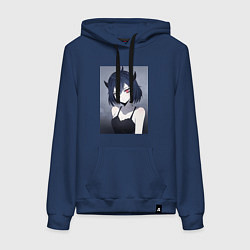 Толстовка-худи хлопковая женская Чёрный клевер Секре Сваллотейл Неро, цвет: тёмно-синий