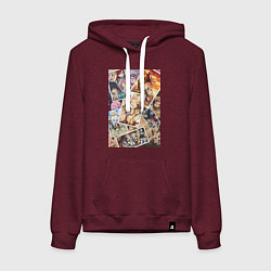 Толстовка-худи хлопковая женская Хвост Феи Венди Марвелл, цвет: меланж-бордовый