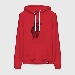 Толстовка-худи хлопковая женская Кобра новогодняя, цвет: красный
