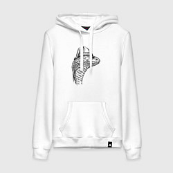 Толстовка-худи хлопковая женская Новогодняя кобра, цвет: белый