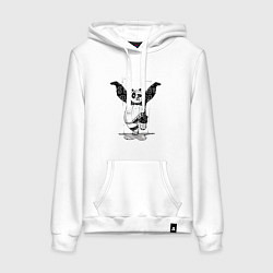 Толстовка-худи хлопковая женская Кунгфу панда По, цвет: белый