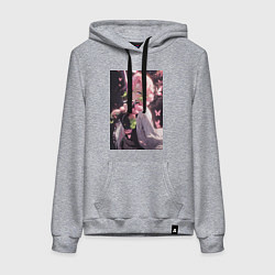 Толстовка-худи хлопковая женская Клинок, рассекающий демонов Мицури Канродзи столп, цвет: меланж