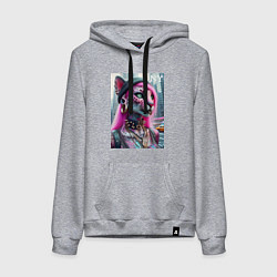 Толстовка-худи хлопковая женская Панк девушка-леопард в татухах в Нью-Йорке, цвет: меланж