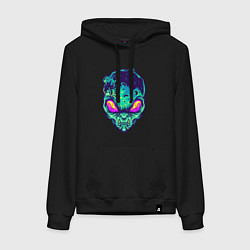 Толстовка-худи хлопковая женская Лунный пришелец, цвет: черный