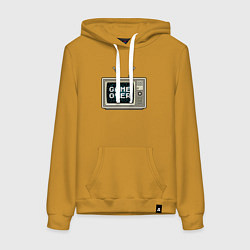 Толстовка-худи хлопковая женская Game over tv, цвет: горчичный
