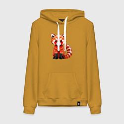 Толстовка-худи хлопковая женская Красная панда с роскошным хвостом, цвет: горчичный