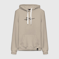 Толстовка-худи хлопковая женская Суперджет-100 черный, цвет: миндальный