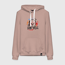 Толстовка-худи хлопковая женская Мёртвый внутри, цвет: пыльно-розовый