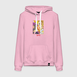 Толстовка-худи хлопковая женская Клинок рассекающий демонов битва Ренгоку и Акадза, цвет: светло-розовый