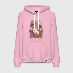 Толстовка-худи хлопковая женская Волчица и пряности Холо арт, цвет: светло-розовый