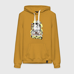 Толстовка-худи хлопковая женская Короли граффити, цвет: горчичный
