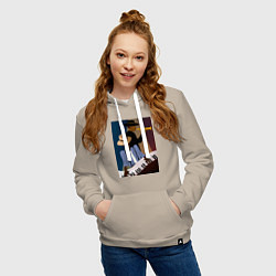 Толстовка-худи хлопковая женская Музыкант джаз, цвет: миндальный — фото 2