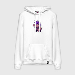 Толстовка-худи хлопковая женская Суровая панк капибара, цвет: белый