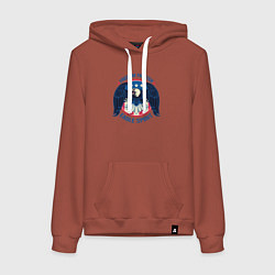 Толстовка-худи хлопковая женская Борец за свободу - дух орла, цвет: кирпичный