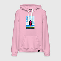 Толстовка-худи хлопковая женская Ким Намджун, цвет: светло-розовый